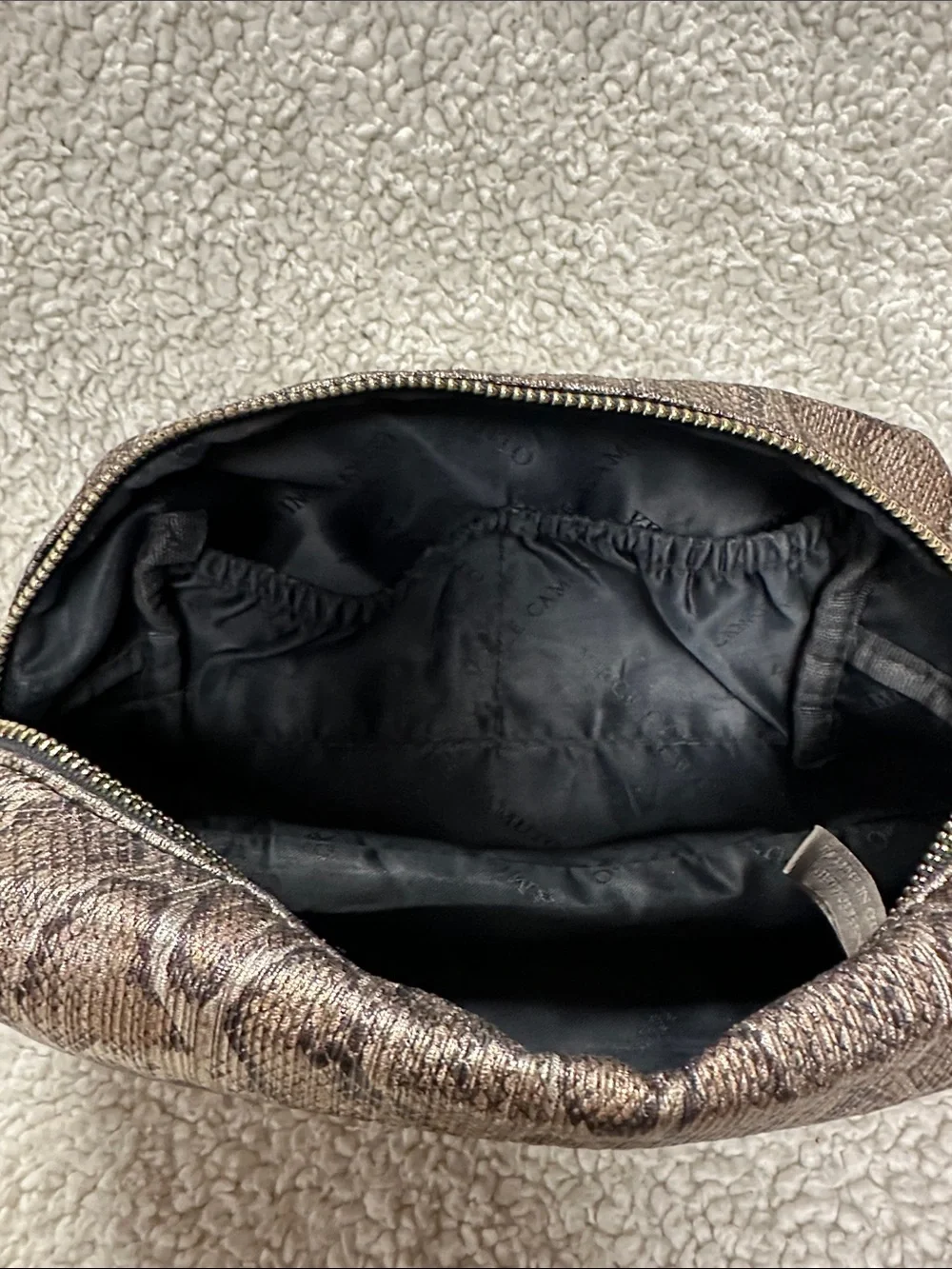 Vince Camuto Snakeskin Medium Size Makeup / Cosmetic Bag EUC!